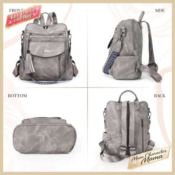 PU Leather Mini Backpack Convertible Tassel Daypack Chic Travel College Purse main image 6